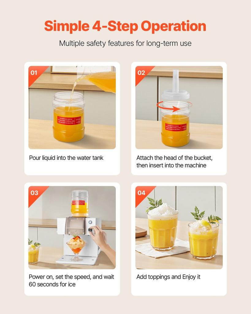 Snowflake Ice Machine, 40KG/24H Snowflake Ice Maker, Ice-Shaver Machine with Stainless Steel Blade, Electric Snow Cone Maker with 1.8L Tank, 90S Fast