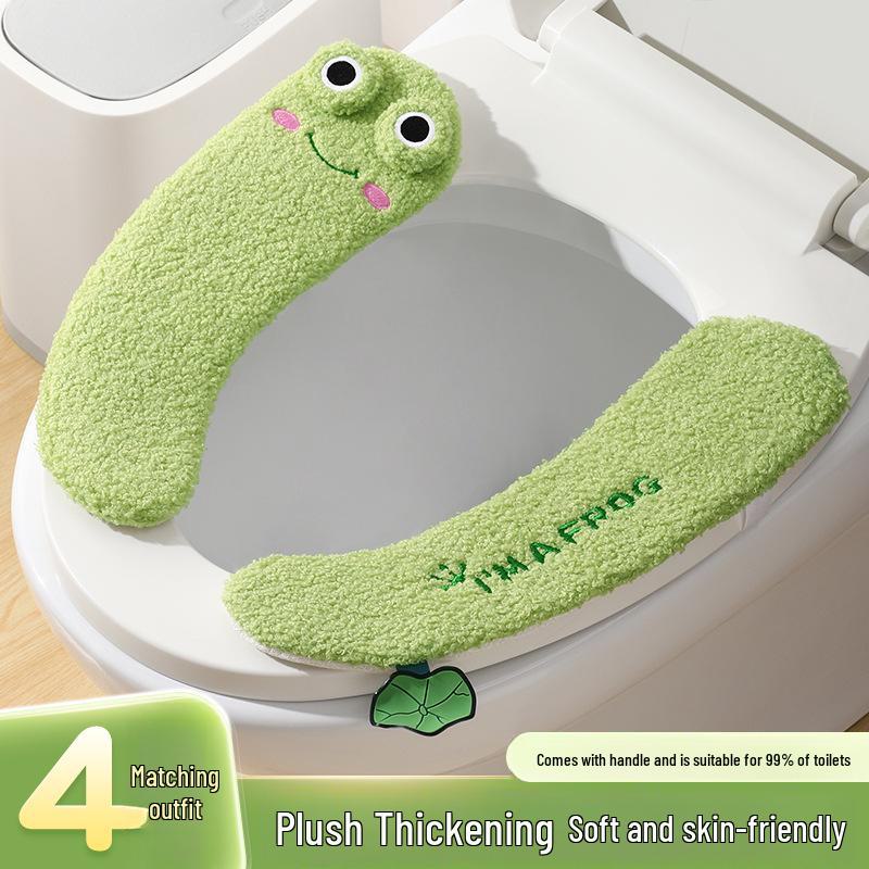 Cartoon Plush Toilet Mat - Universal, Thick & Warm for All Seasons.