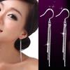 Womens Korean Version Vintage Elegant Fashion Anti-allergy 925 Silver Plated Tassel Dangle Long Ladies Wedding Hook Earrings Jewelry