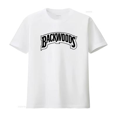 BACKWOODS Футболка винтажная Стильная стирка Топ для повседневной носки уличный стиль графический Эластичный Повседневный Универсальный Удобный