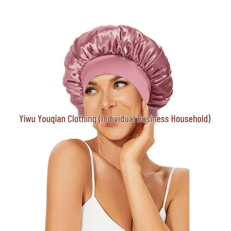 Women's Wide Brim Satin Sleep Cap – High Elasticity Hair Care Beauty Hat