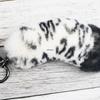 Snow Leopard Mini Tail Plush Charm Keychain Accessory