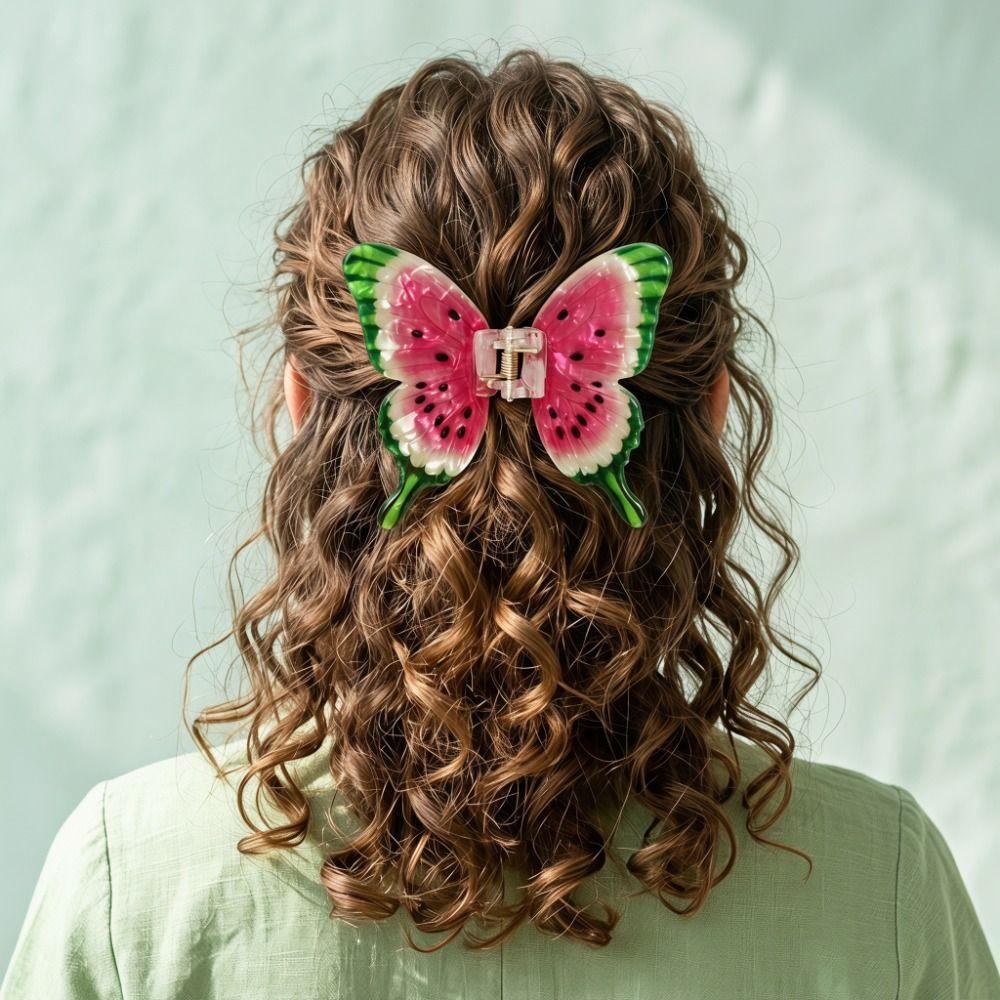 Animals Butterfly Hair Claw Cartoon Plastic Shark Clip Watermelon-Patterned Hair Clip Summer