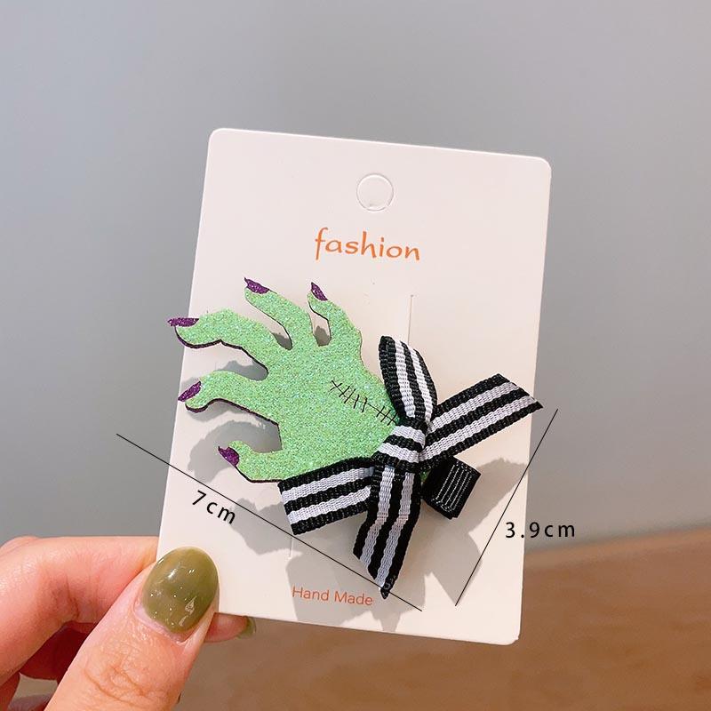 Хэллоуин Детские аксессуары для волос, Тыква Привидение, Забавные заколки для волос ручной работы, Черный бант с летучей мышью, Заколки для волос для вечеринки для девочек