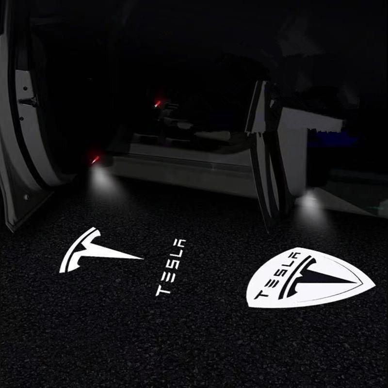 bjzqr4 2PCS Car Door HD LED Lamp Projector Courtesy Welcome Light For Tesla Model 3 S X highland Model Y 2025