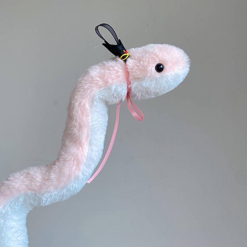 Cute Creative Snake Plush Toy Cartoon Small Pink Snake Soft Stuffed Doll Wristband Room Ornament Year Mascot Decoration Gift