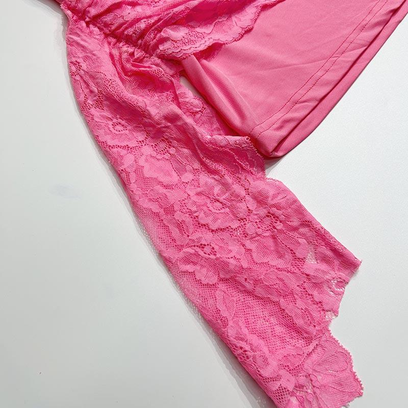 Прозрачная майка на бретельках, комплект с полой кружевной юбкой и бедрами