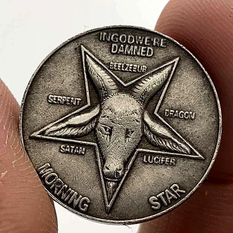Wandering Coin Five pointed Star Sheep Brass Old Silver Commemorative Medal Collection Craft Coin 20mm Commemorative Coin