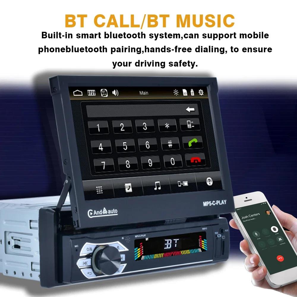 TOYOUSONIC 7-дюймовый автомобильный радиоприемник с выдвижным экраном, универсальный мультимедийный видеоплеер CarPlay Android Auto USB BT 1 Din MP5 Stereo