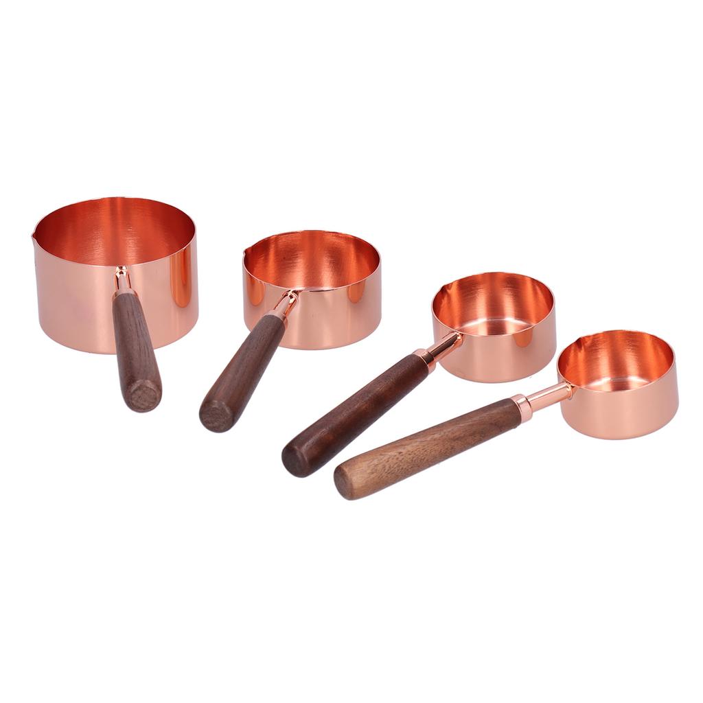 4pcs Rose Gold Measuring Cup with Scale Stainless Steel Measuring Spoon for Home Kitchen