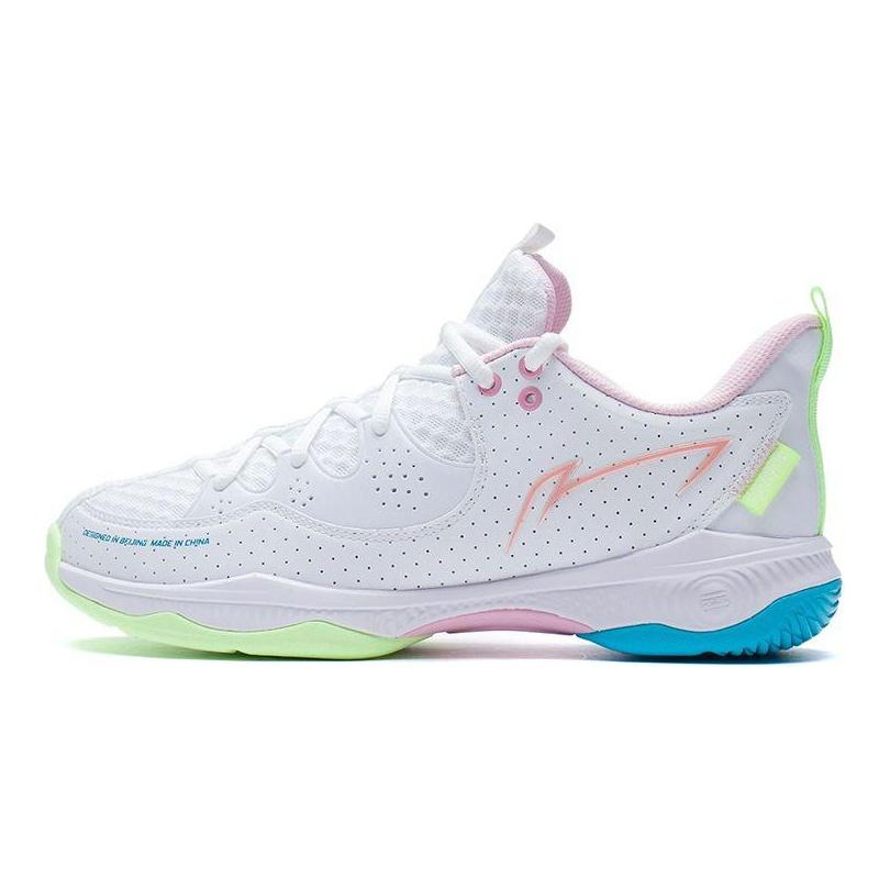 Кроссовки для бадминтона Li Ning Zhan Ji III Lite Shock Absorbation Rebound Low-Go Unisex Shoes White Pink AYZS016-3