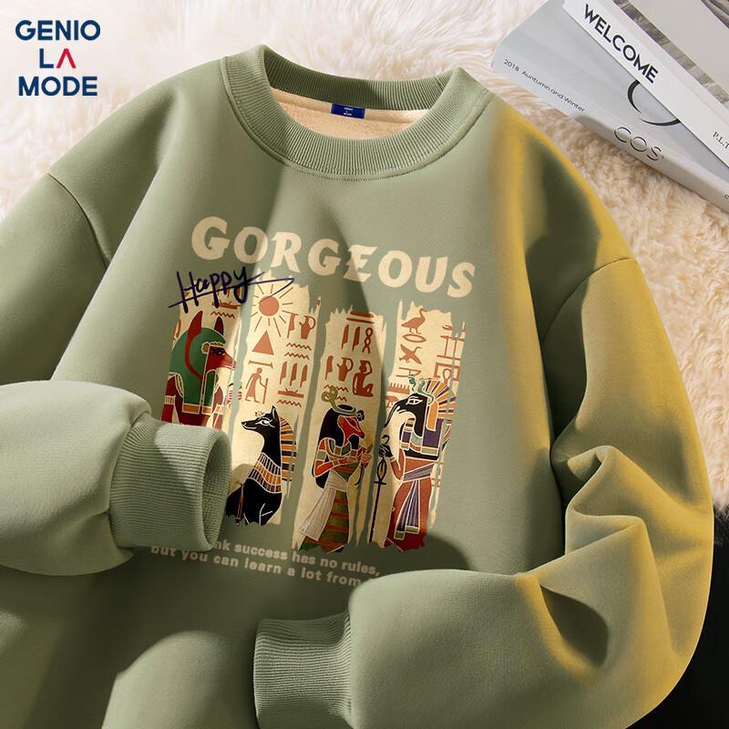 GENIOLAMODE Men's Fleece-Lined Round Neck Sweatshirt