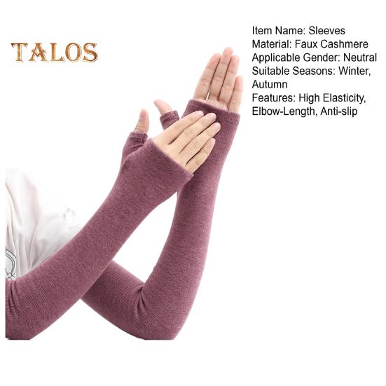 1 пара перчаток осень-зима без пальцев трикотажные высокоэластичные сенсорные нескользящие утеплители для рук длиной до локтя нарукавники сохраняют тепло ветрозащитные для велоспорта