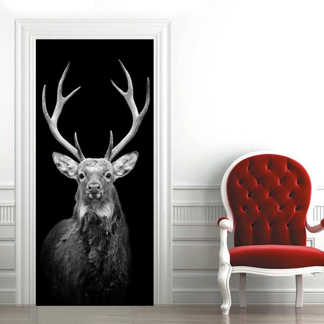 Стикер на дверь с изображением слона, ПВХ, клейкие водостойкие обои для дверей гостиной, спальни, плакат, домашний декор, deursticker