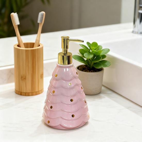 Рождественский дозатор для мыла, многоразовый, герметичный, декоративный флакон с помпой, праздничный рождественский дозатор для жидкого мыла в виде елки