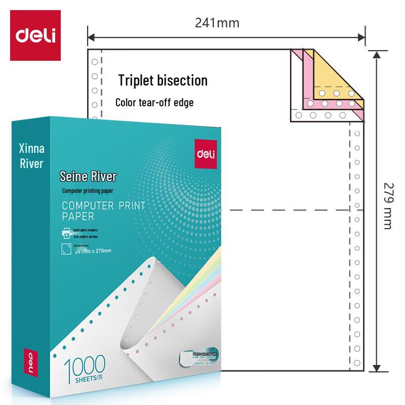 Deli N241-3 Continuous Form Computer Printing Paper
