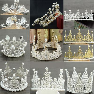 Свадебная корона, детская корона, тиара, украшение для торта на день рождения, кружевная корона принцессы, повязка на голову, аксессуары