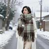 Harbin Tourism Blue Scarf Women's Autumn and Winter Atmosphere Advanced Warm Equipment Northeast Wear Scarf