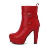 Мода Мода Ботинки на платформе Женские Сексуальные Ботильоны с заклепками Для женщин Красные Желтые Белые Черные Короткие Вечерние Туфли Женская Обувь Размер 34-46
