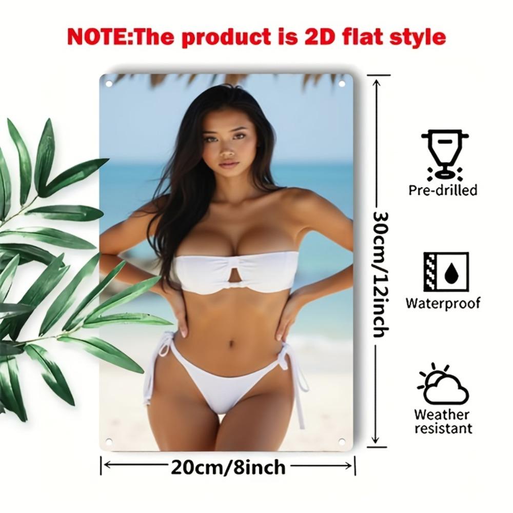 Vintage Beach Girl Metal Sign Bikini Girl Poster Art Durable Iron Tin Sign Wall Decor for Home Bar Cafe Office