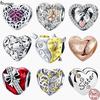 925 Sterling Silver Sincere Love Heart Zircon CZ Beads Charms Fit Bracelet Jewelry