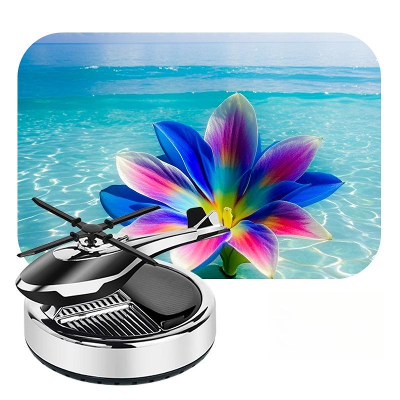 Solar Powered Rotating Helicopter Car Mounted Ornament Aromatherapy