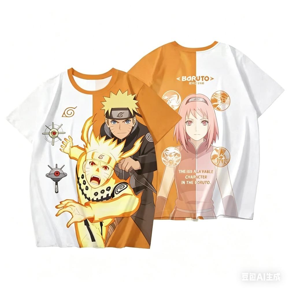 Naruto Cosplay Neutral 3D Printed Men's Fashionable Streetwear T-shirt Top Summer Casual Loose Breathable Short Sleeved Shirt