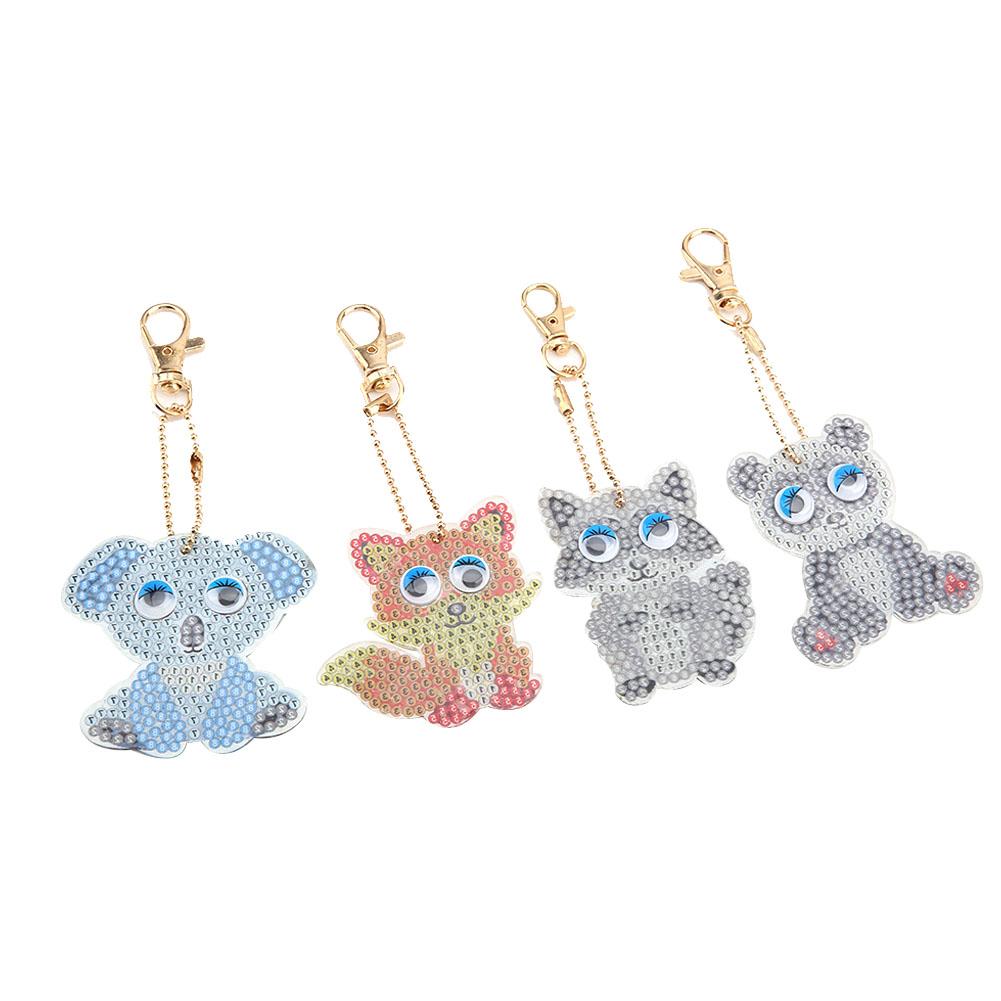 Cartoon Animal Key Chain DIY Decoration Resin Drill Diamond Painting Keyring Gift Decor