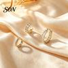 Delicate Round Jewelry Set 3Pcs Elegant Zirconia Full Stud Earrings Set, Minimalist Daily Wear Circle Hoop Earring, Hypoallergenic Copper Gift Classic