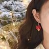 Red Bow Bell Earrings for Christmas and New Year