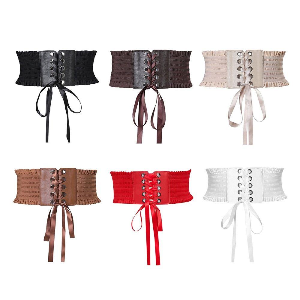 PU Leather Corset Waist Belt Stretchy Waist Bands Body Shapewear  For Skirts Dress Top Clothes
