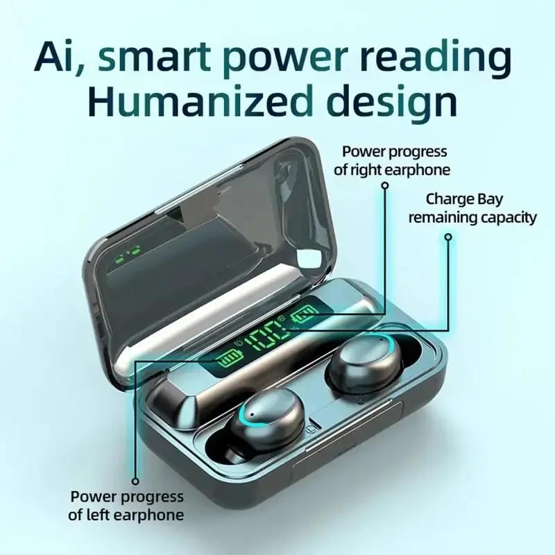 F9 5C Беспроводные Bluetooth-наушники Tws Водонепроницаемые наушники-вкладыши с цифровым дисплеем Heaset Большая емкость Зарядный чехол