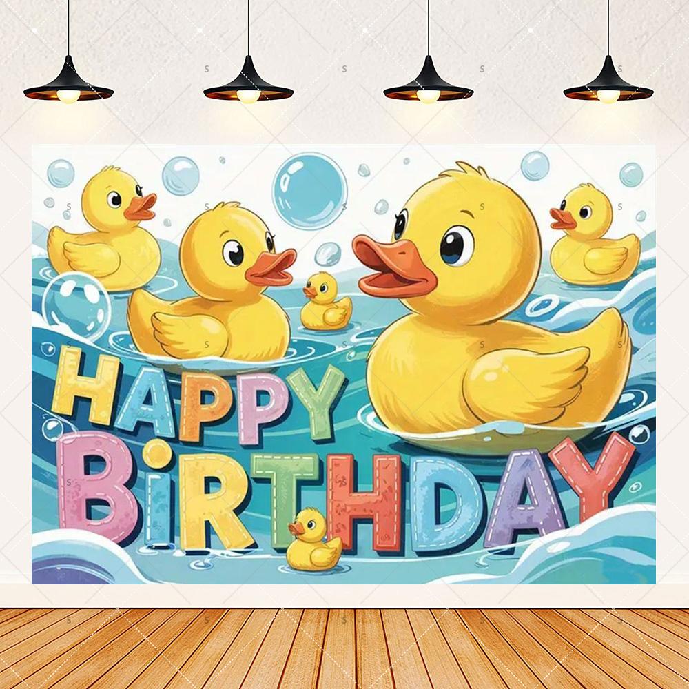 Cute Yellow Duck Theme Background Banner Kids Birthday Party Decorations Photography Backdrop Cartoon Baby Shower Supplies Props