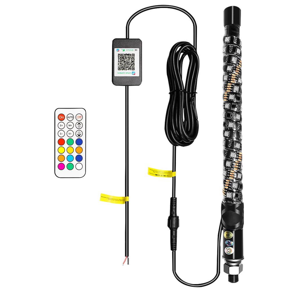 1FT LED Whip Lights,Remote Control Flagpole Antenna Whips,for UTV, ATV, Off Road, Truck, Sand, Buggy Dune, RZR