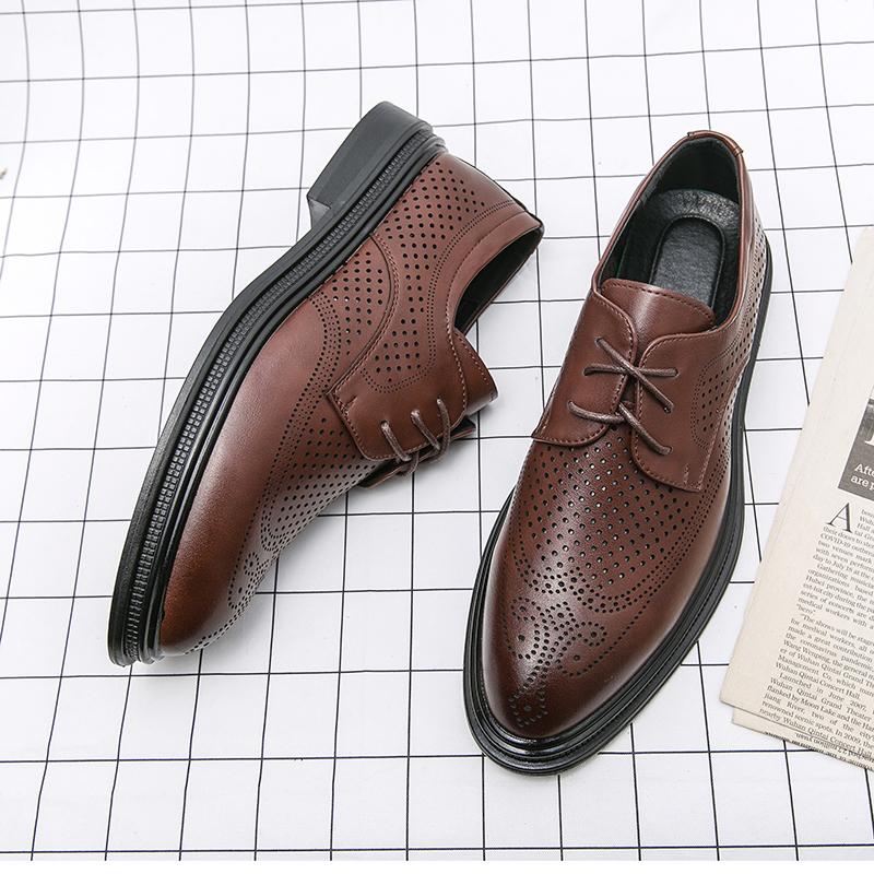 Брендовые мужские туфли-броги, модные деловые туфли из натуральной кожи на плоской подошве, черные дышащие мужские формальные офисные рабочие туфли