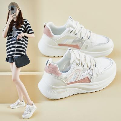 Женские летние кроссовки из дышащей сетки. Удобные кроссовки на шнуровке. Прогулочные туфли из искусственной кожи на массивной платформе. Нескользящие женские теннисные кроссовки.