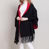 Кашемир Черный Красный Микс Кардиган Шаль Вязаная Накидка Муфта Шарф