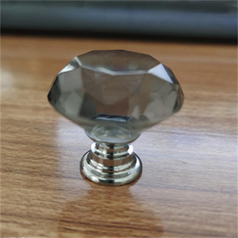 Cupboard Drawer Single Hole Handle Screw Handle Transparent Color Diamond Crystal Furniture Hardware Small Handle