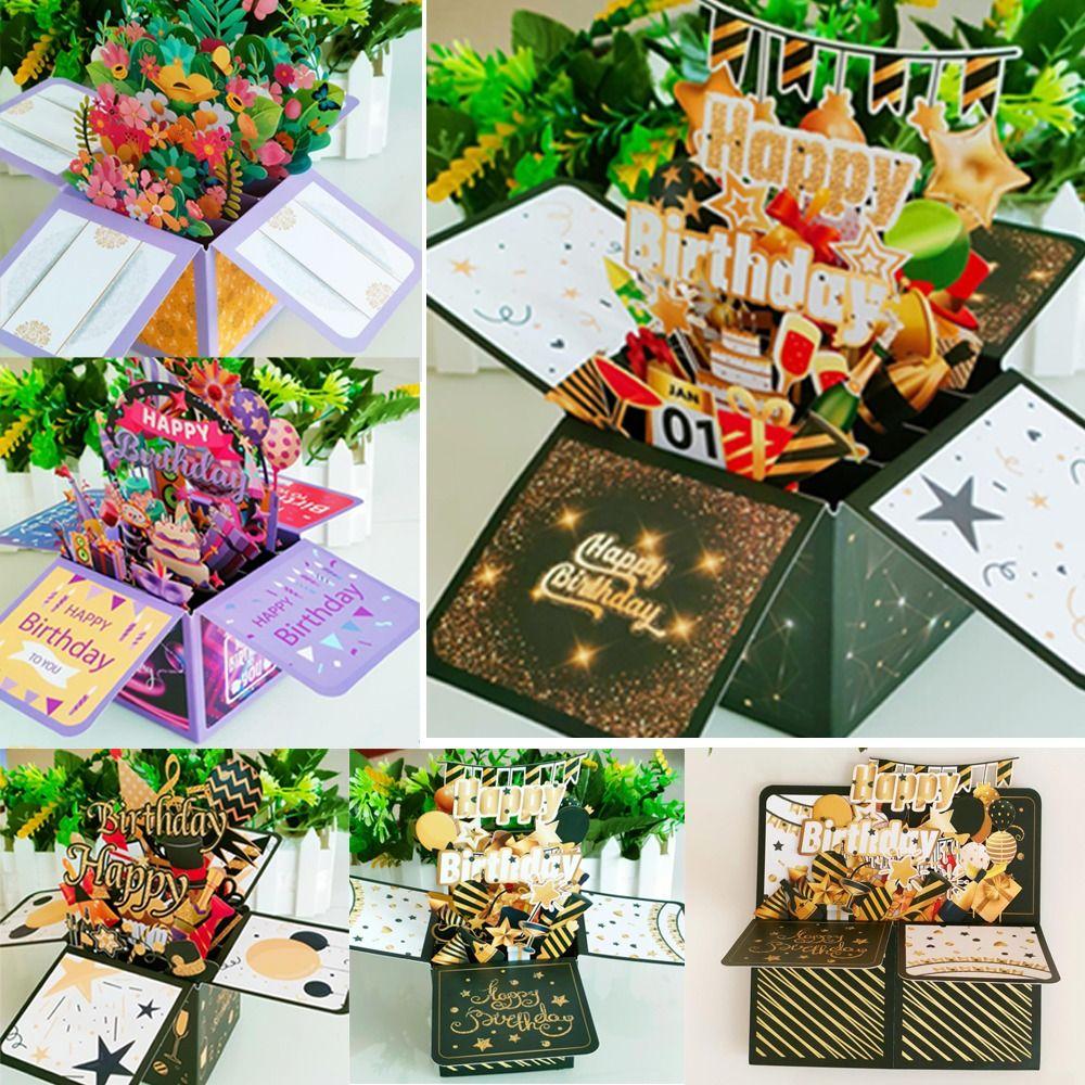 Thank You Cards 3D Pops-up Bouquet Gift Thanksgiving Greeting Cards New Paper Flowers