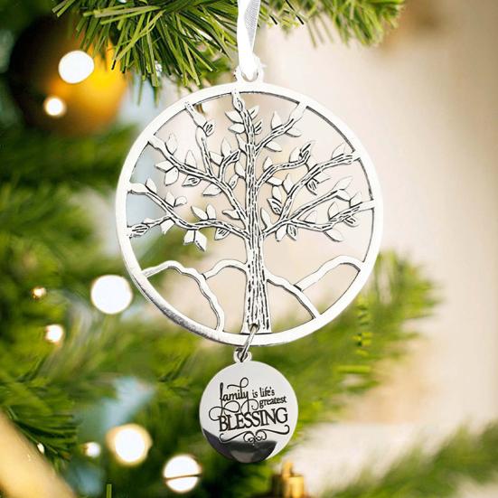 Christmas Friendship Charm Gift Metal Hanging Snowflake/Star/Round/Snowman Shaped Decoration with Blessing Inscription Love for Friend Family