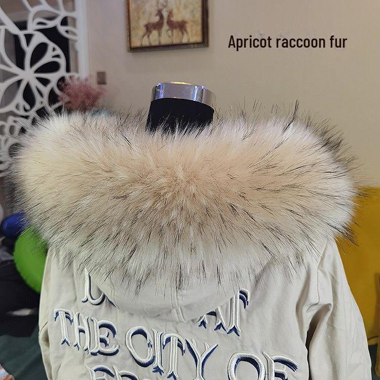 Женский воротник из искусственного меха лисы и енота черного и белого цвета для пуховой шапки - Единичная покупка