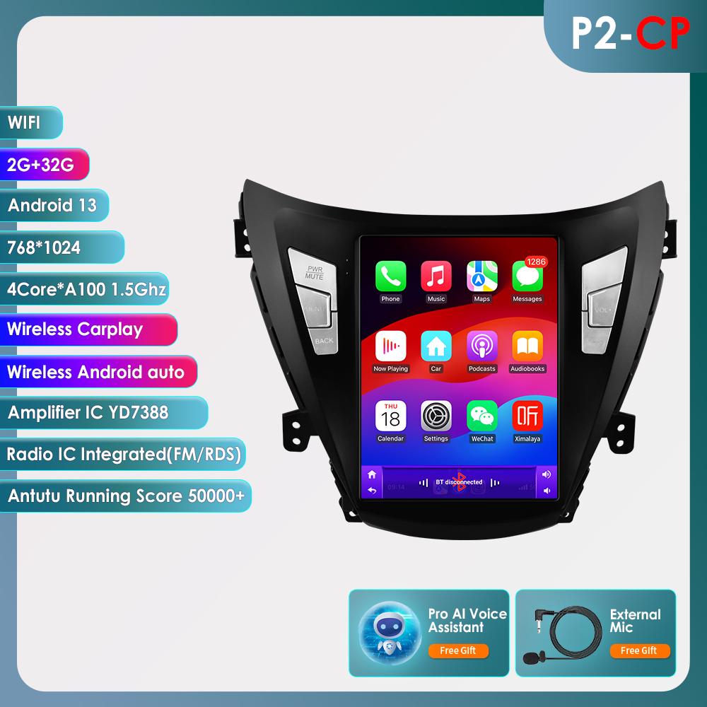 OSSURET Android Car Radio GPS для Hyundai Elantra Avante I35 2011-2013 Мультимедиа 9,7-дюймовый вертикальный экран Carplay Android Auto Player Мультимедиа Видео