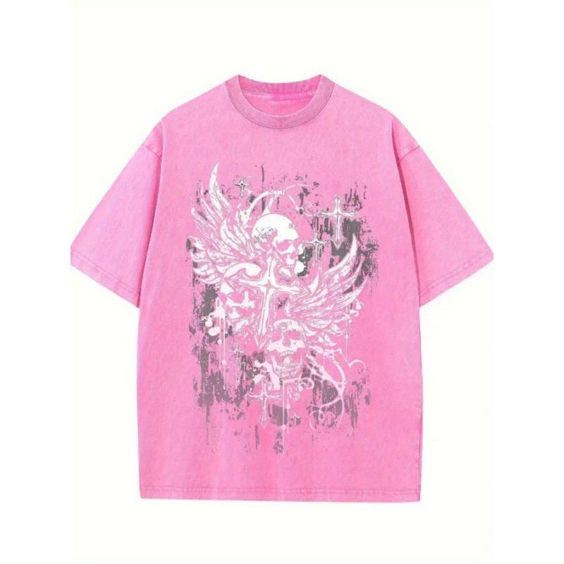 Dark Punk - Style Skulls And Wings, Cyber Punk Style. Daily Prize Claim. A Retro Trendy Crew Neck Short Sleeve Top