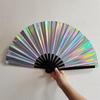 33Cm Glitter Hand Fan With Cover Bag Bamboo Bone Kung Fu Fan Large Foldable Festival Party Fan Dancing Fan For Party Supplies