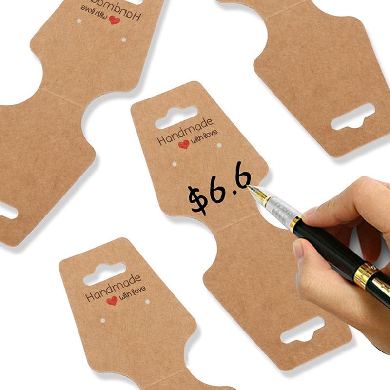 100Pcs/Pack Necklace Display Merchandise Price Blank Jewelry Card Rectangular Packaging Card DIY Paper Price Label Tags Earrings