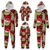Fashion Printed Family Matching Hooded Long Sleeved Zippered Hooded Jumpsuit Set