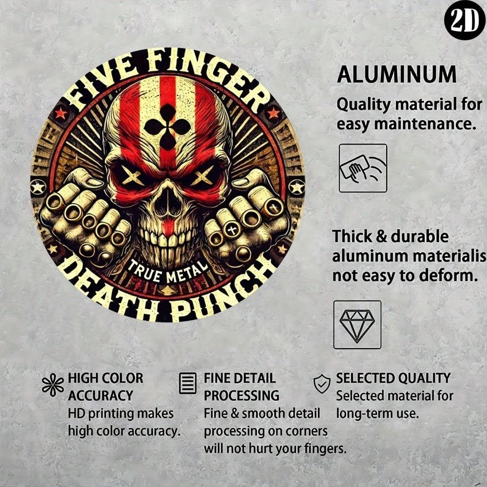 Винтажное Металлическое Настенное Искусство Five Finger Death Punch, Круглый Знак 8x8 Дюймов, Декор для Дома и Офиса, Подарок