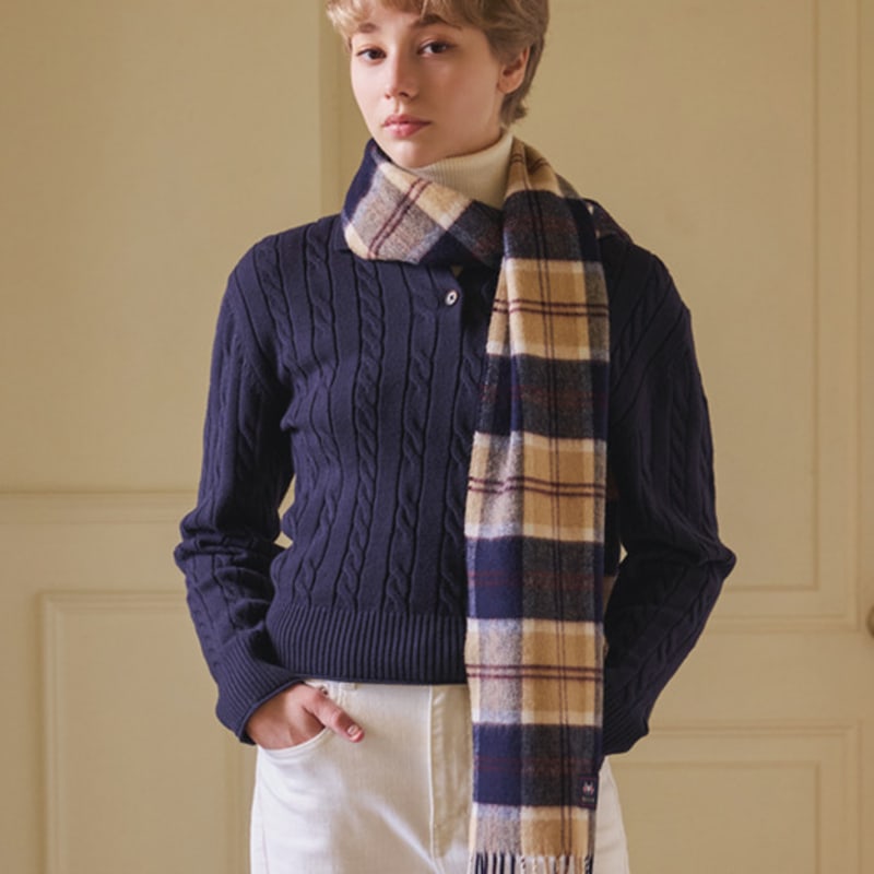 ABRAHAM MOON Шарф из мериносовой шерсти 25 см - Полузеленый темно-синий