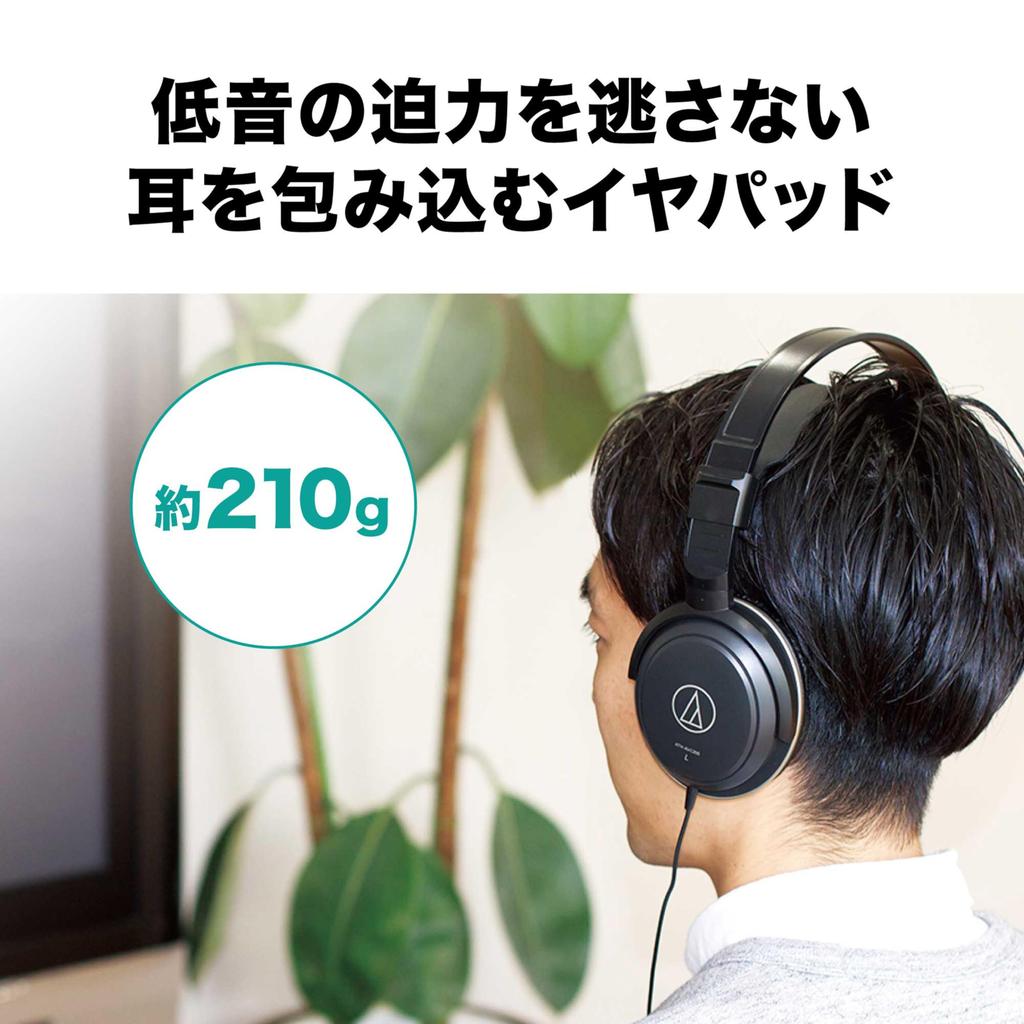 Audio-Technica ATH-AVC200 Headphones Wired for Music/Movie Viewing/Cable 3m/6.3mm Standard/3.5mm Mini Connection Black