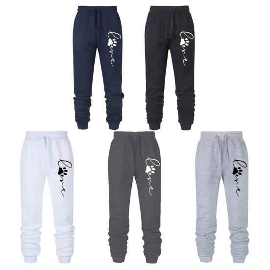 Женские спортивные брюки с принтом в виде кошачьей лапы на шнурке с эластичной резинкой на талии, свободные однотонные мягкие дышащие женские беговые упражнения, длинные брюки, спортивные штаны